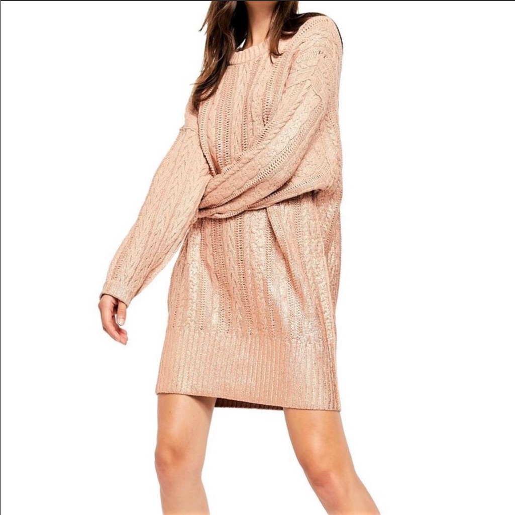Free People Small Good As Gold Sweater Dress $268